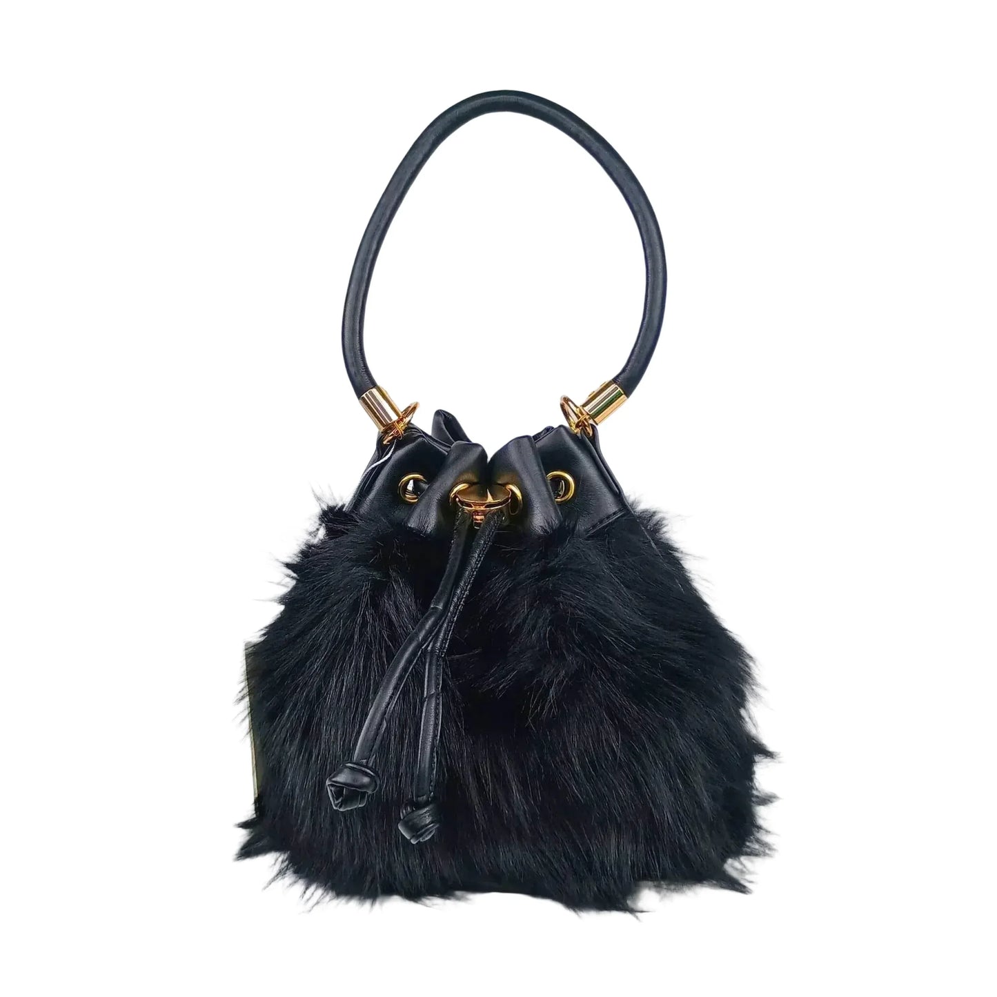 Bucket Bag Faux Fur with Shoulder Strap - MS-8394