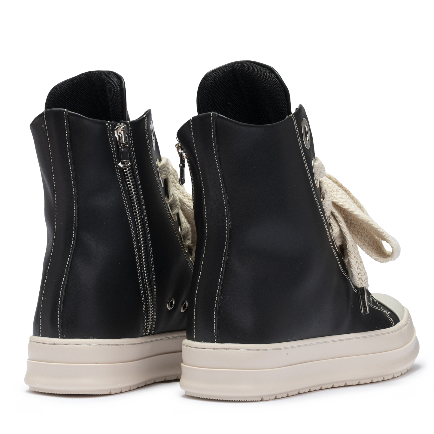 Sneakers in Pelle Alta con Lacci Maxi