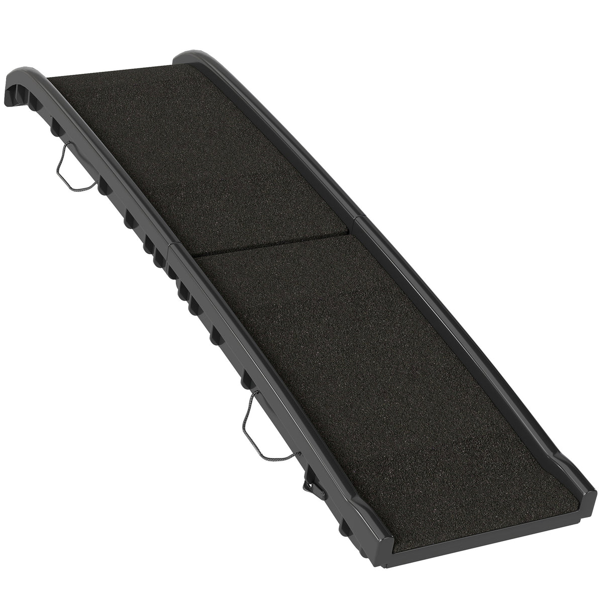 Rampa pieghevole per cani, scaletta in PP con pendenza dolce e superficie antiscivolo, 155x38,5x15,5 cm, nera.