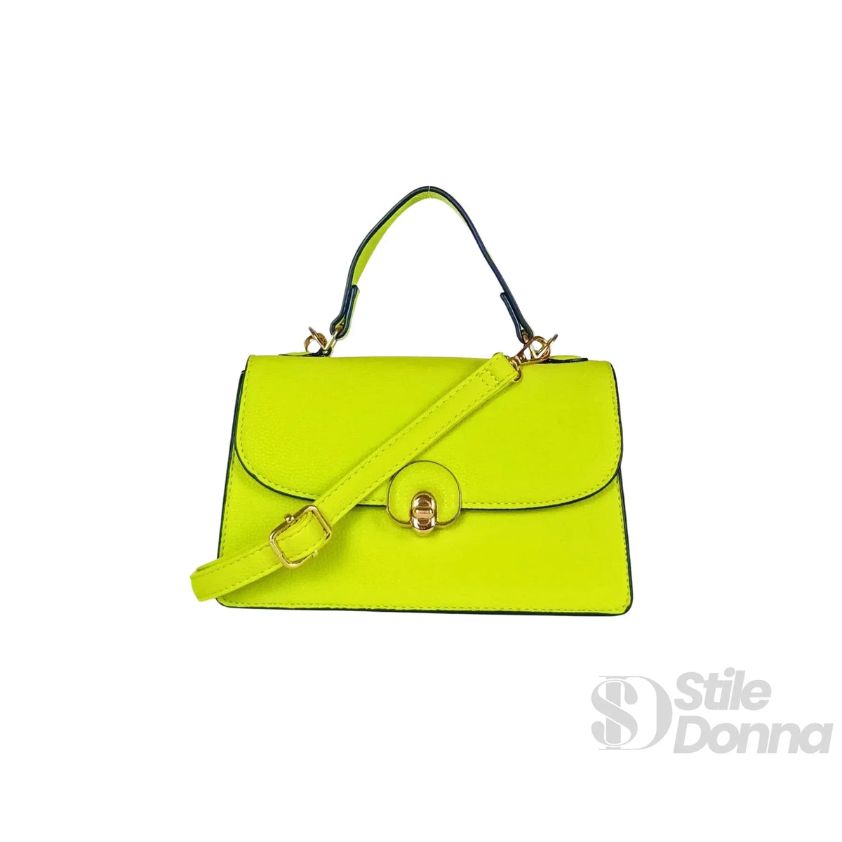 Green Mini Leather Handbag with Shoulder Strap - MS-8647