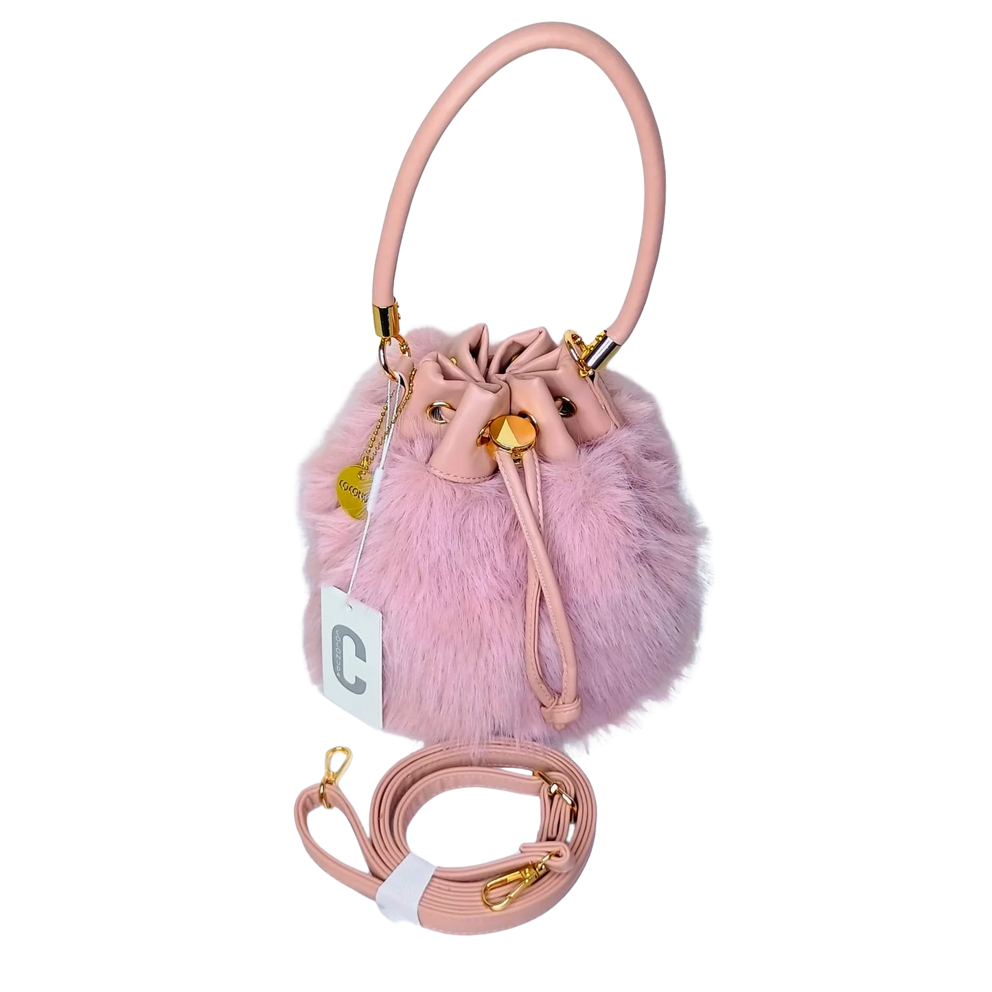 Bucket Bag Faux Fur with Shoulder Strap - MS-8394