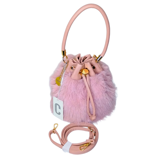 Bucket Bag Faux Fur with Shoulder Strap - MS-8394