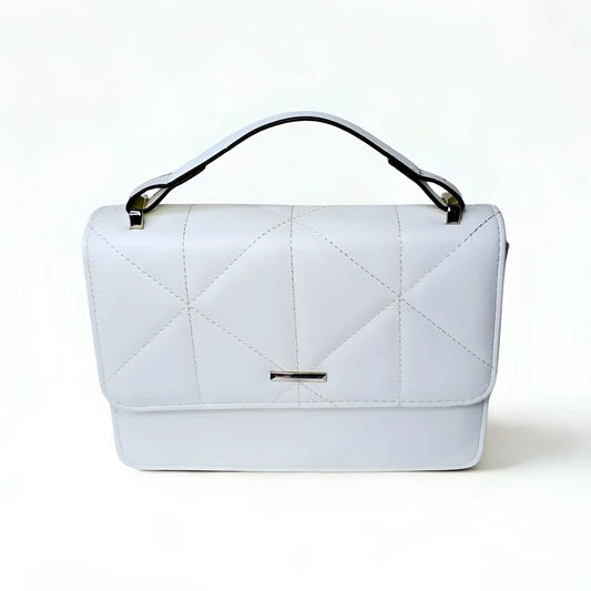 Leather Handbag - White - MS-8904