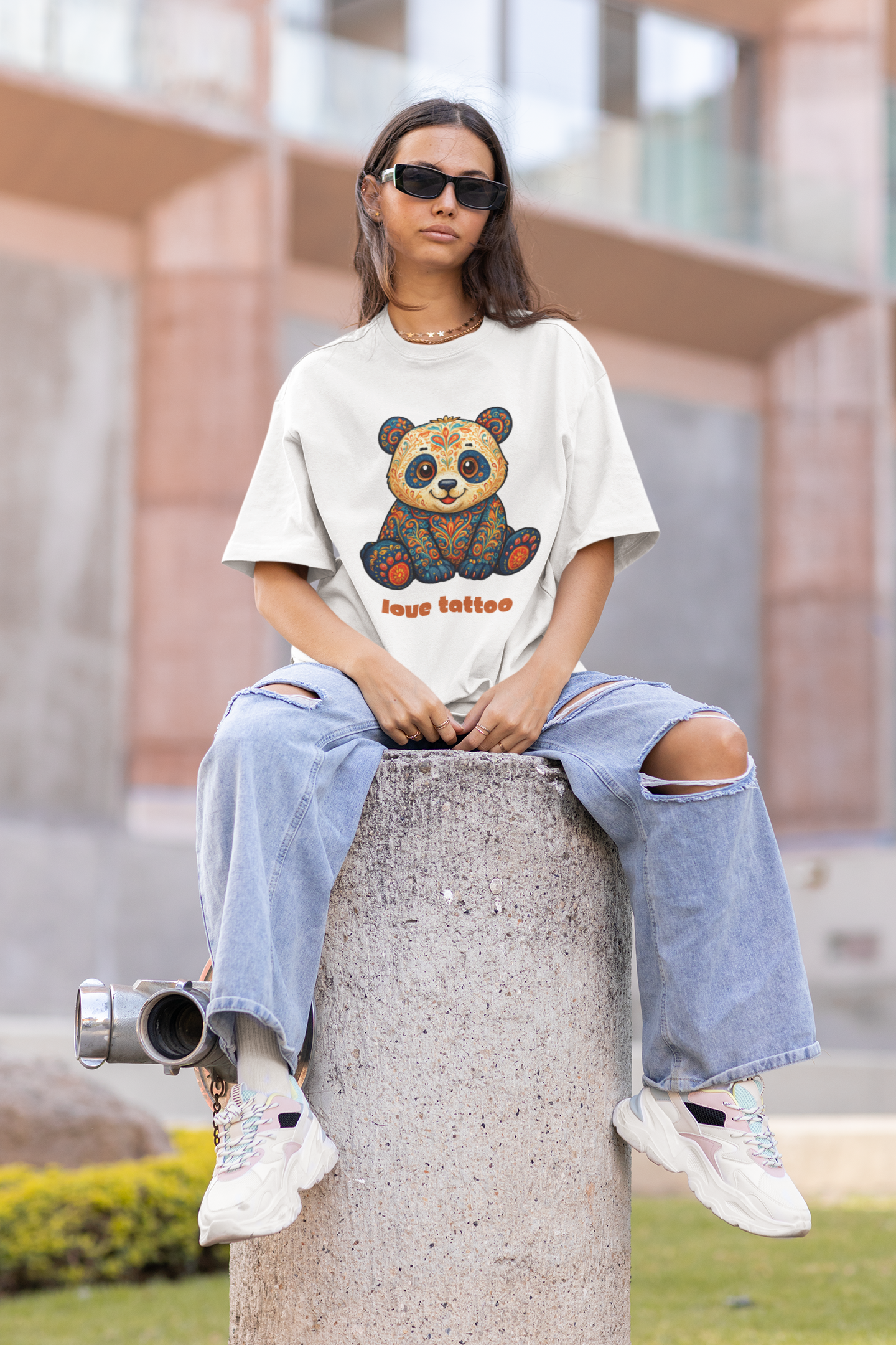 T-shirt OVERSIZE PANDA LOVE TATTOO