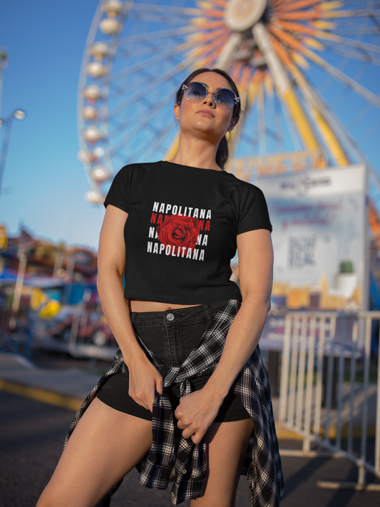 Crop top da donna Napolitana  e rose